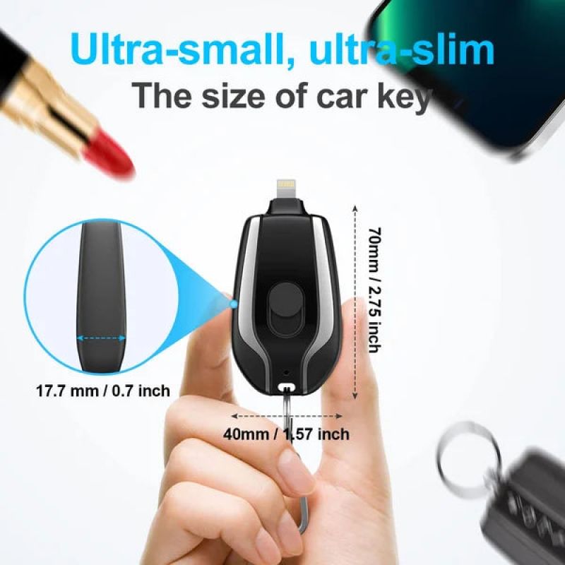 Portable Keychain Charger | 1500mAh | Mini Battery Pack for Iphone